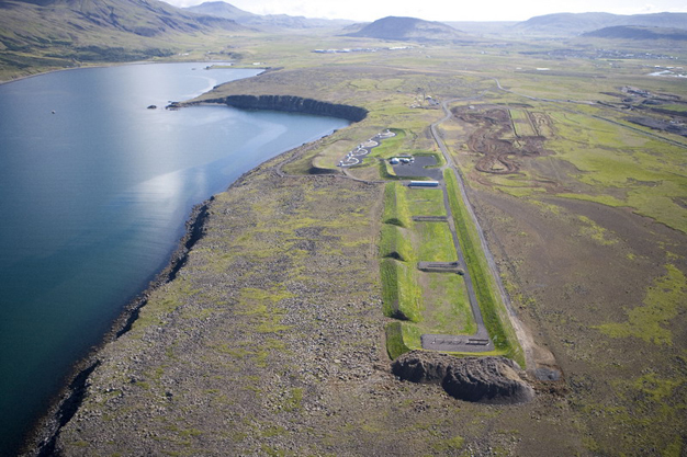 Loftmynd af skotsvæði Skotfélags Reykjavíkur á Álfsnesi.